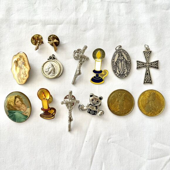 Jewelry - Vintage To Modern Religious Catholic Medals Crosses Pins Saint Pendants Charms